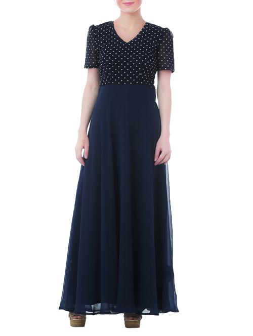 v neck polka dot maxi dress - 13252723 - Very Small Image - 1