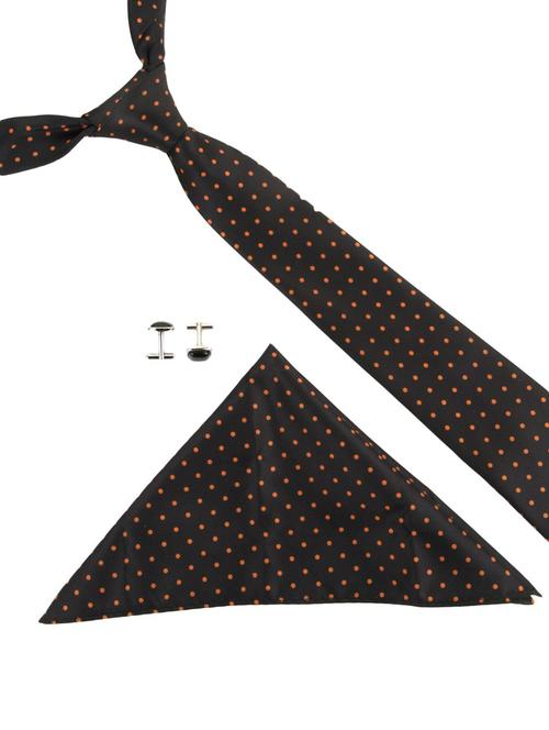 black microfiber tie, pocket square and a pair of cuffliks - 13253529 - Very Small Image - 1
