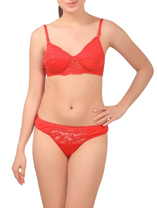 red net bra and panty set - 13253991 - Very Small Image - 1