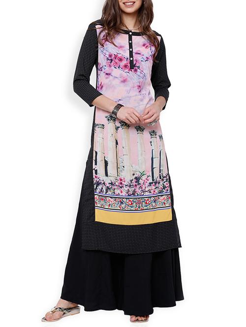 multi colored synthetic straight kurta - 13254251 - Very Small Image - 1