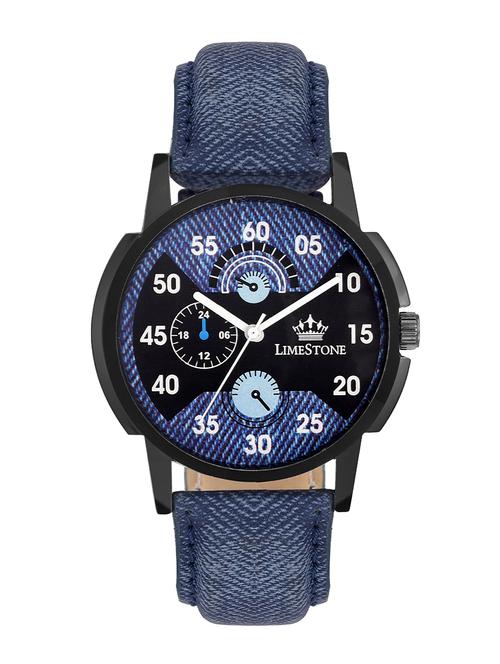 limestone mr. denim round casual analog blue strap & multicolour dial men's / boy's wrist watch - 13254264 - Very Small Image - 1