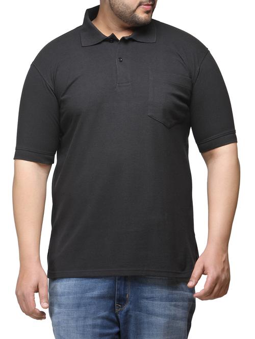 plus size black solid polo t-shirt - 13256572 - Very Small Image - 1