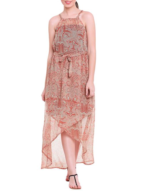 orange printed layered dress - 13259678 - Very Small Image - 1