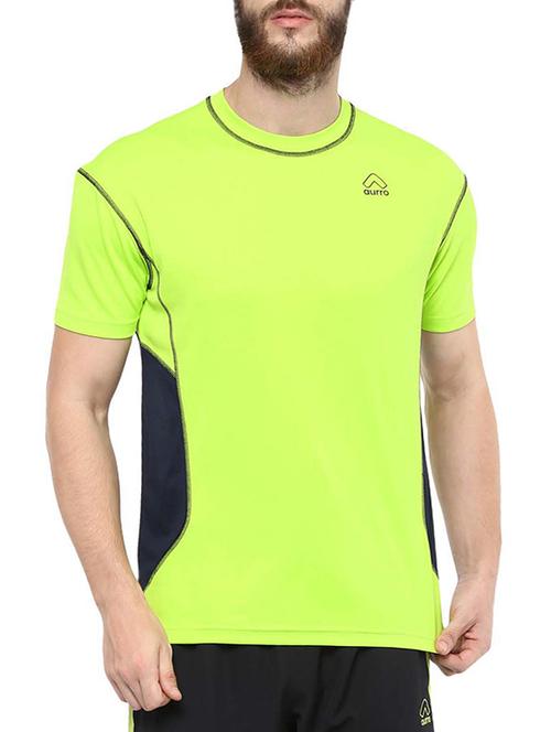 neon green colour block polyester t-shirt - 13262800 - Very Small Image - 1