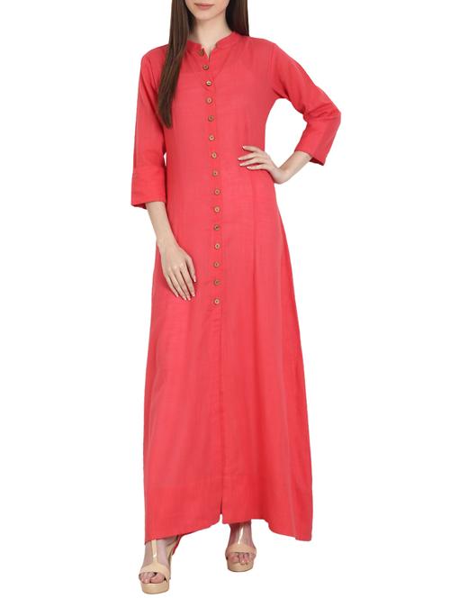 pink plain flared kurta - 13263966 - Very Small Image - 1
