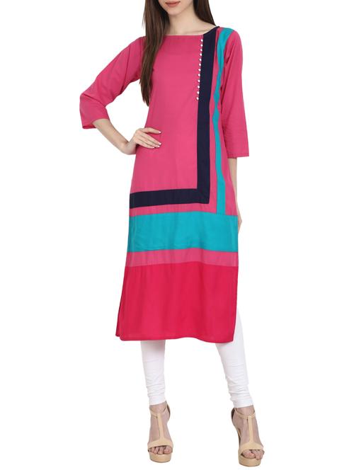 color block straight kurta - 13263969 - Very Small Image - 1