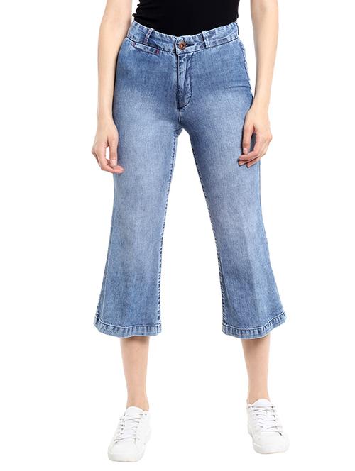 blue cotton denim capris - 13269614 - Very Small Image - 1