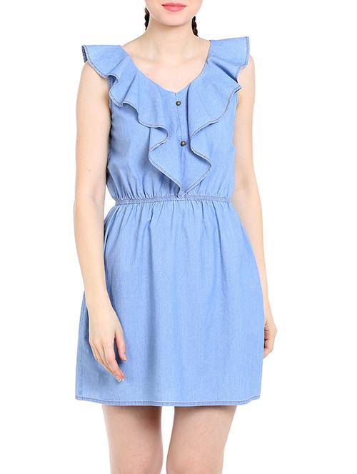 light blue denim ruffle dress - 13269635 - Very Small Image - 1