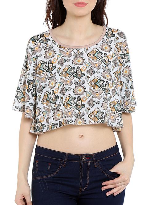 white printed rayon top - 13269696 - Very Small Image - 1