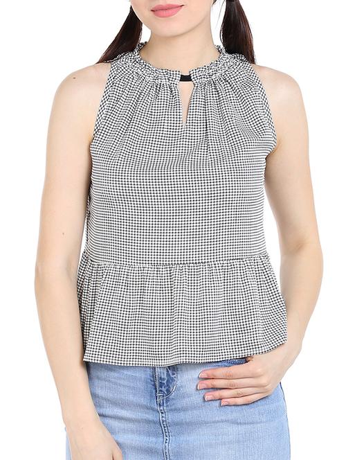black checkered crepe top - 13269709 - Very Small Image - 1