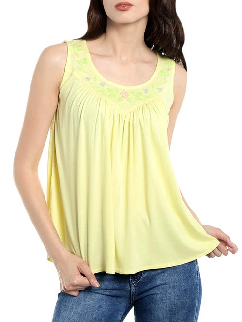 yellow embroidered viscose top - 13269716 - Very Small Image - 1