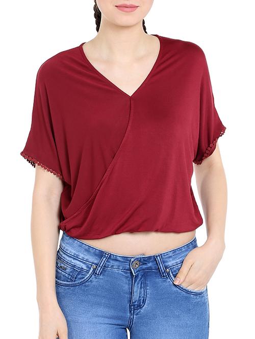 maroon viscose top - 13269730 - Very Small Image - 1