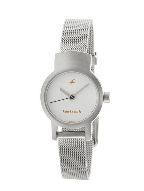 fastrack analog white dial women's watch - ne2298sm02 - 13271344 - Very Small Image - 1