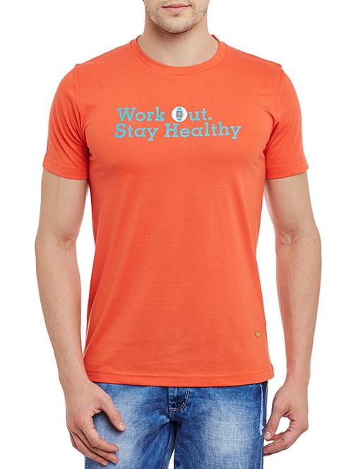 orange cotton chest print t-shirt - 13274567 - Very Small Image - 1