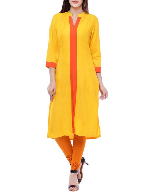 straight color block kurta - 13275354 - Very Small Image - 1