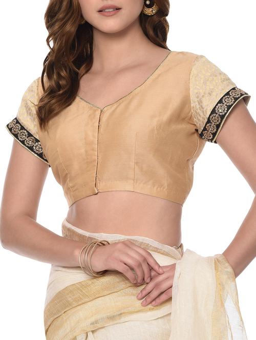 beige cotton brocade blouse - 13276916 - Very Small Image - 1