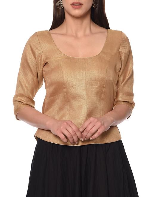 gold brocade stitched blouse - 13276922 - Very Small Image - 1