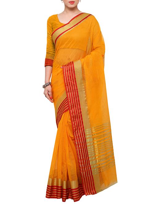 orange chanderi art silk saree - 13277542 - Very Small Image - 1