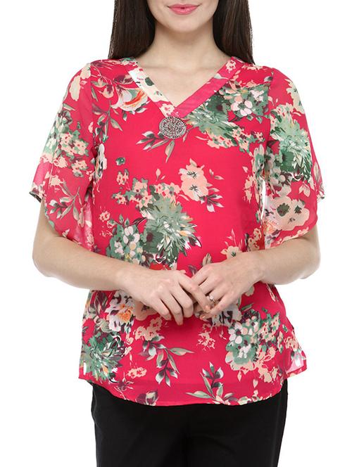 red floral printed regular top - 13277852 - Very Small Image - 1