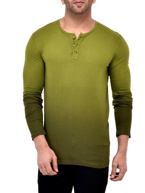 olive green ombre cotton t-shirt - 13277885 - Very Small Image - 1