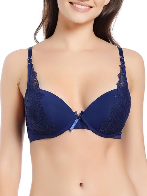 navy blue nylon balconette bra - 13277900 - Very Small Image - 1