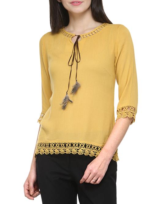 yellow viscose regular top - 13277926 - Very Small Image - 1