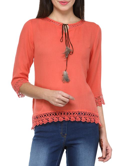 peach viscose regular top - 13277927 - Very Small Image - 1