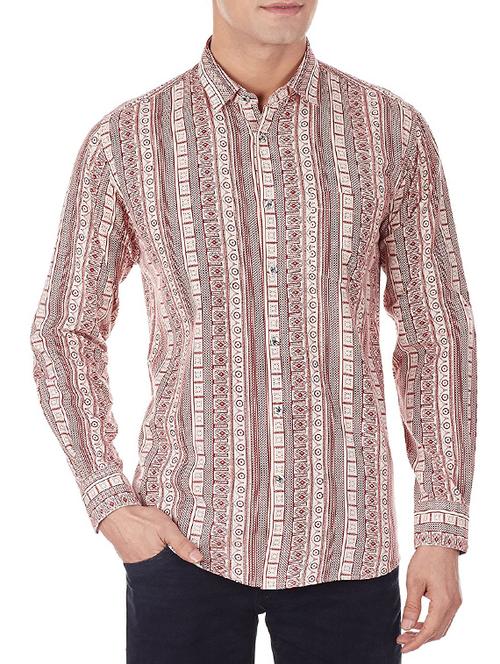 brown printed cotton casual shirt - 13278995 - Very Small Image - 1