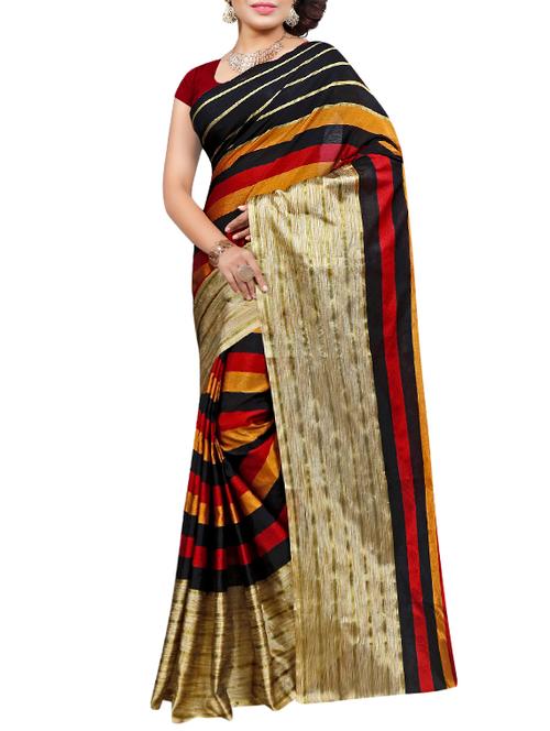 multi colored cotton silk striped printed saree with blouse - 13279424 - Very Small Image - 1