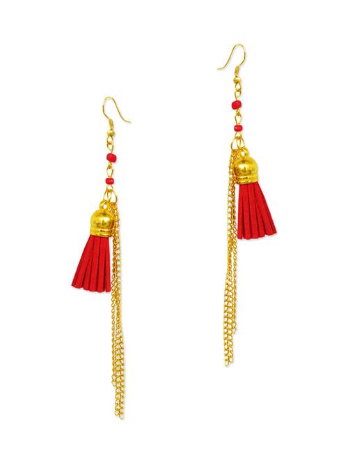 pink fur chandellier earring - 13283152 - Very Small Image - 1
