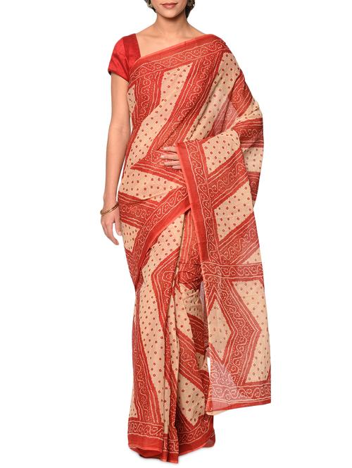 multi colored cotton bandhani saree with blouse - 13283258 - Very Small Image - 1