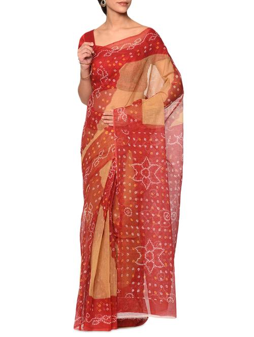 red cotton kota doria saree with blouse - 13283299 - Very Small Image - 1