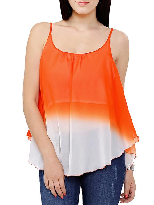 orange georgette top - 13287601 - Very Small Image - 1