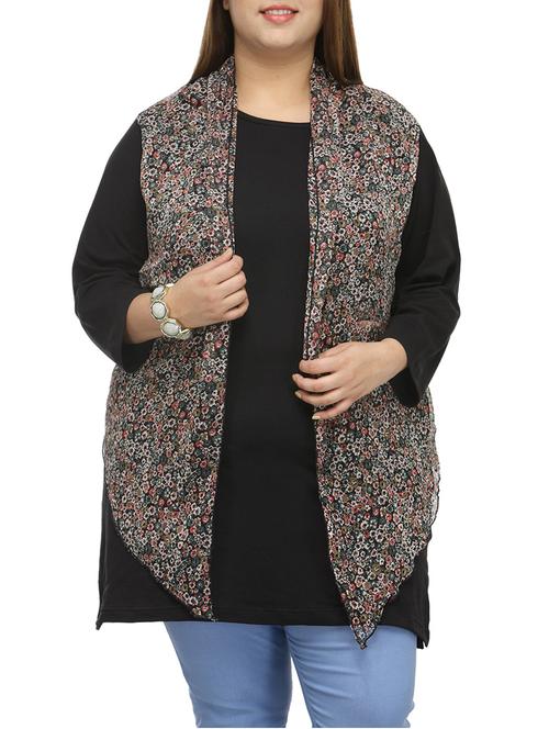 black floral printed cotton regular tunic - 13287835 - Very Small Image - 1