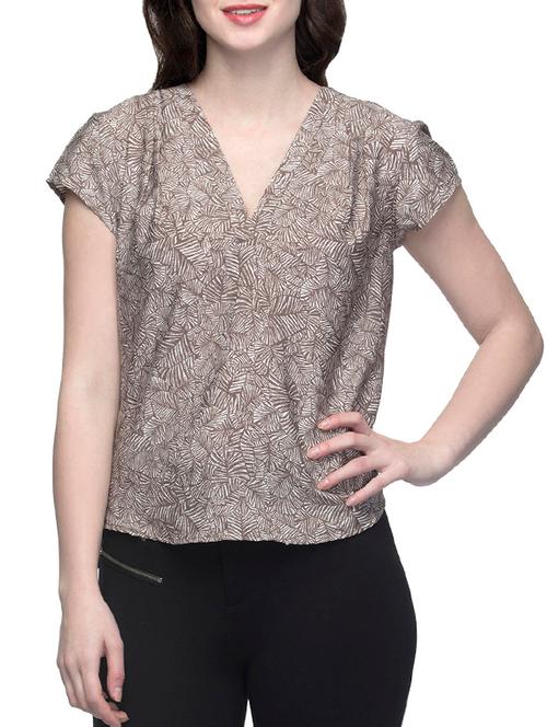 brown printed regular top - 13287920 - Very Small Image - 1