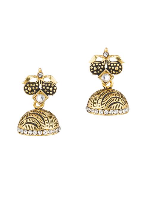 gold plated jhumka earrings - 13288559 - Very Small Image - 1