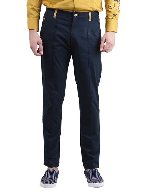 dark blue cotton chinos casual trousers - 13289638 - Very Small Image - 1