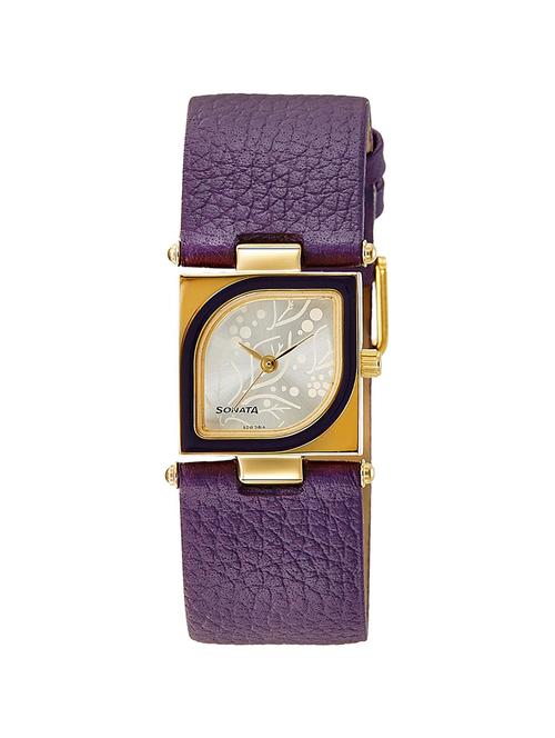 sonata yuva gold analog silver dial women's watch - nd8919yl03a - 13291941 - Very Small Image - 1