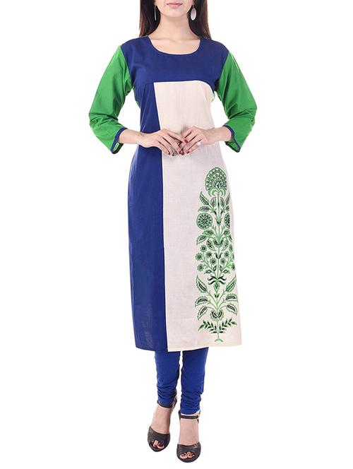 multi colored cotton embroidered straight kurta - 13292776 - Very Small Image - 1