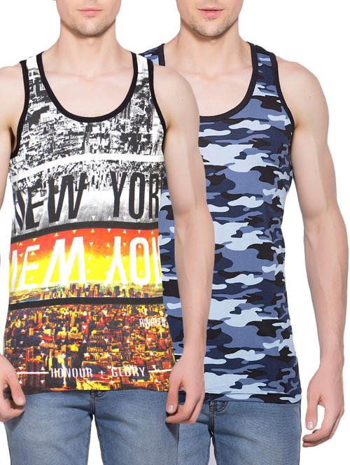 multi colored set of 2 cotton vest - 13293229 - Very Small Image - 1