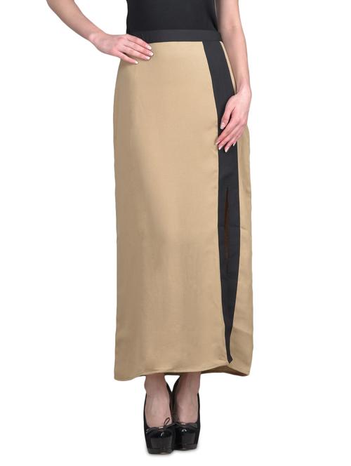 beige side slit polyester skirt - 1329547 - Very Small Image - 1