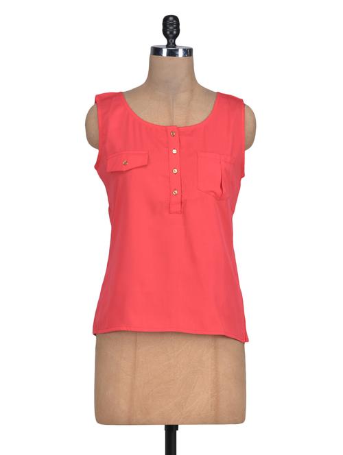 coral red sleeveless top - 1329572 - Very Small Image - 1