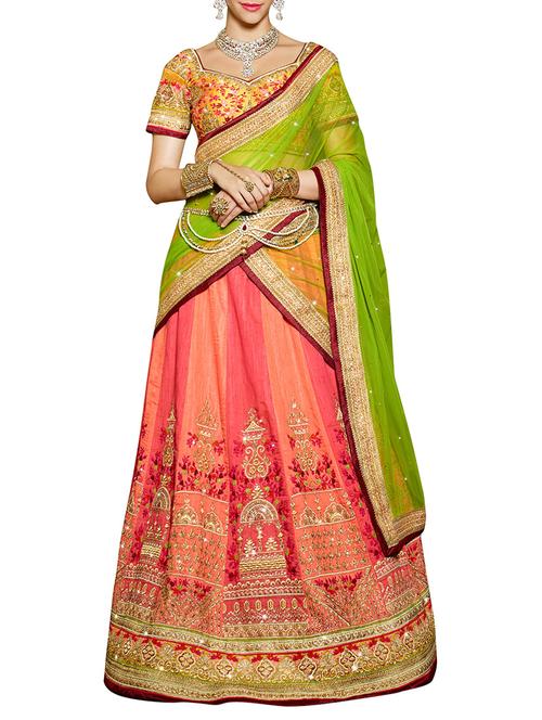 pink embroidered lehenga - 13295832 - Very Small Image - 1