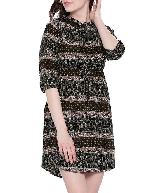 black printed rayon shift dress - 13295986 - Very Small Image - 1