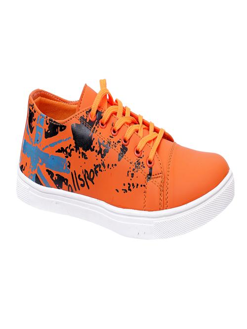 orange leatherette lace up sneaker - 13304242 - Very Small Image - 1