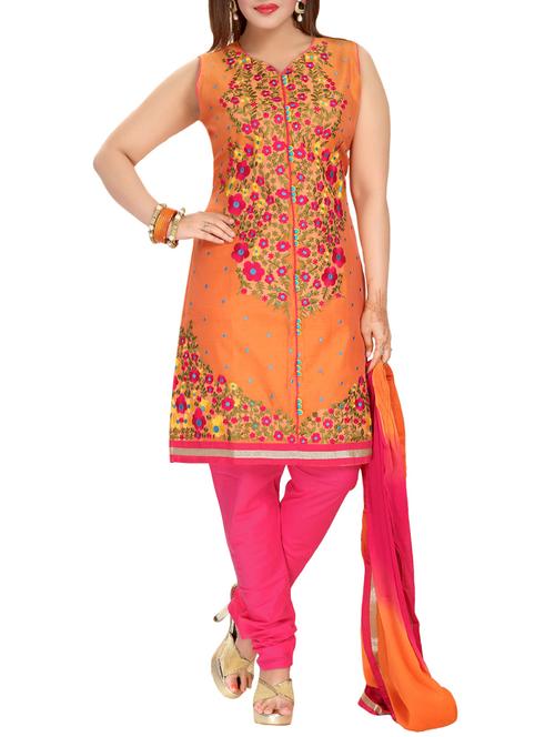 orange salwar stitched suit - 13305923 - Very Small Image - 1