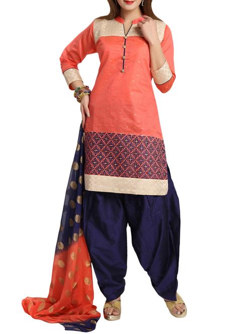 peach salwar stitched suit - 13305970 - Very Small Image - 1
