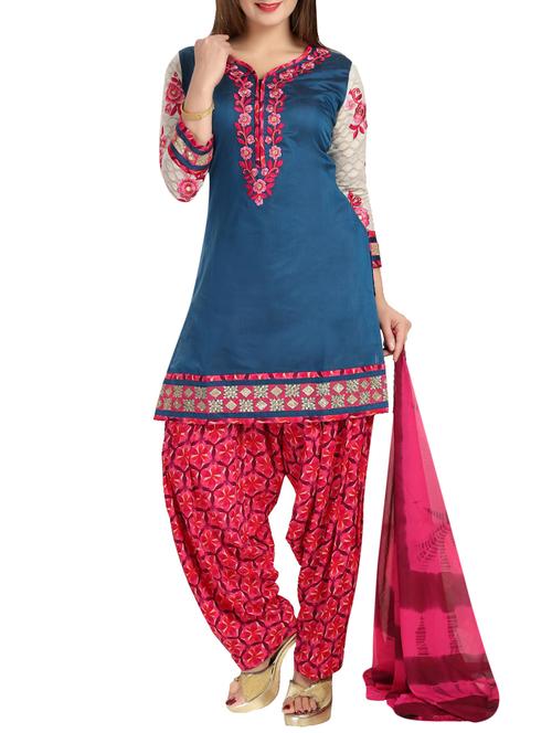 blue chanderi set - 13305976 - Very Small Image - 1