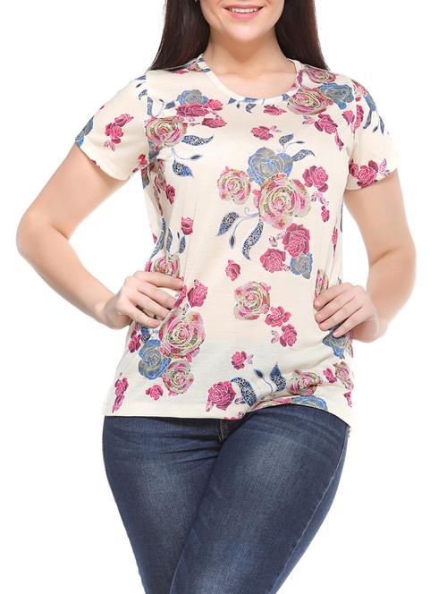 cream viscose regular tee - 13310592 - Very Small Image - 1