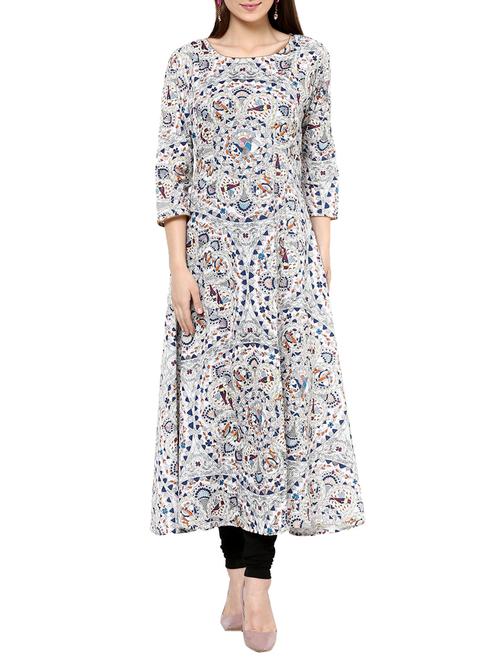 multi colored cotton printed long kurta - 13311491 - Very Small Image - 1